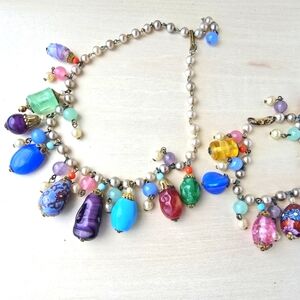 Coro Blue and Purple Necklace with Eclectic Bead Design